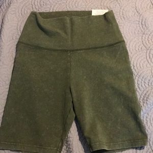 High-rise olive biker shorts